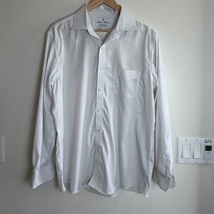 Brooks Brothers Performance Non-Iron Stretch Shirt White Mens 16 Dress Button Up